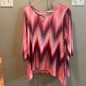 Notations woman pink with floral design long sleeve tee shirt size 1X